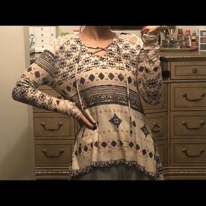 Nude High-low hoodie top